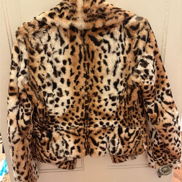 Leopard Print Rabbit Fur Jacket - Picture 2 of 5